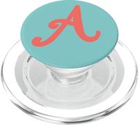Beautiful Coral Red and Turquoise Letter A Initial Monogram PopSockets PopGrip para MagSafe