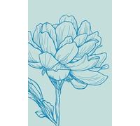 Beautiful Floral Notebook with a Drawing of a Blooming Peony: 6x9" Lined Journal with a Hand-drawn Peony in Shades of Blue