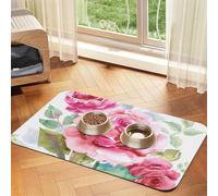 Beautiful Flowers Rose Pink Flower Floral,Waterproof Pet Feeding Mat,PU Leather Placemats for Cat Dog Water Bowl,Food Mats,40x60cm