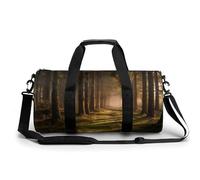 Beautiful Forest with Tall Trees Sunlight Travel Gym Bag for Women Men Cylindrical Duffle Bag Sport Workout Bag with Shoulder Strap
