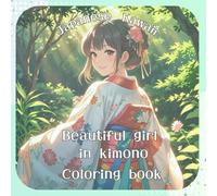 Beautiful girl in kimono Coloring book