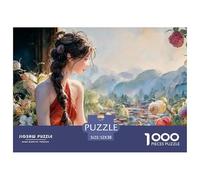 Beautiful Girl with Black Hair 1000 Pcs Stabiler Karton Puzzle Kitten Lebendige Bilder Kreatives Spiel Puzzles Als Wohnaccessoires 52x38cm/1000pcs