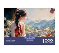 Beautiful Girl with Black Hair 1000 Stück Premium-Karton Puzzle Kitten Lebendige Bilder Kreatives Spiel Puzzles Als Wohnaccessoires 70x50cm/1000pcs