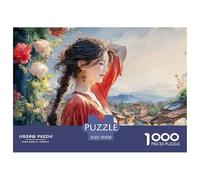 Beautiful Girl with Black Hair 1000 Stück Stabiler Karton Puzzle Kitten Lebendige Bilder Kreatives Spiel Puzzles Als Wohnaccessoires 70x50cm/1000pcs