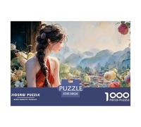 Beautiful Girl with Black Hair 1000 Stück Stabiler Karton Puzzle Kitten Stressabbau Familienspiel Puzzles Als Geburtstagsgeschenke 38x26cm/1000pcs