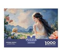 Beautiful Girl with Long Black Hair 1000 Pcs Premium-Karton Puzzle Flower Girl Stressabbau Kreatives Spiel Puzzles Als Geburtstagsgeschenke 70x50cm/1000pcs