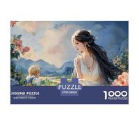 Beautiful Girl with Long Black Hair 1000 Pcs Stabiler Karton Puzzle Flower Girl Lebendige Bilder Kreatives Spiel Puzzles Für Erwachsene Und Kinder 38x26cm/1000pcs