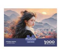 Beautiful Girl with Long Black Hair 1000 Pcs Stabiler Karton Puzzle Flower Girl Stressabbau Kreatives Spiel Puzzles Für Erwachsene Und Kinder 70x50cm/1000pcs