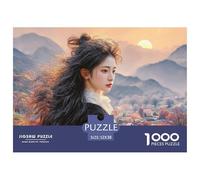 Beautiful Girl with Long Black Hair 1000 Stück Premium-Karton Puzzle Flower Girl Stressabbau Kreatives Spiel Puzzles Für Erwachsene Und Kinder 52x38cm/1000pcs