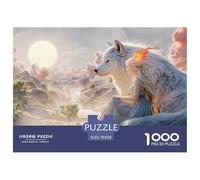 Beautiful Girl with Long White Hair 1000 Stück Ökopapier Puzzle Giant Wolf and Girl Lebendige Bilder Familienspiel Puzzles Als Wohnaccessoires 70x50cm/1000pcs