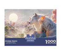 Beautiful Girl with Long White Hair 1000 Stück Ökopapier Puzzle Giant Wolf and Girl Stressabbau Familienspiel Puzzles Als Wohnaccessoires 38x26cm/1000pcs