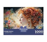 Beautiful Girl with Red Hair 1000 Stück Premium-Karton Puzzle Beautiful Woman Stressabbau Kreatives Spiel Puzzles Als Wohnaccessoires 38x26cm/1000pcs