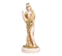BEAUTIFUL GREEK STATUES Diosa de la riqueza Tyche Lady Luck Fortuna estatua de alabastro en tono dorado de 5.9 pulgadas