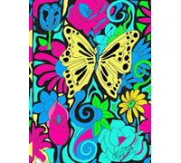 Beautiful, Hand-Designed Butterfly 8x11, 200 Page, Floral Detailed, Unlined Hardcover Journal/Art Pad/Drawing Book: By: Artist Mary Elisabeth Linder @ MaryEMade