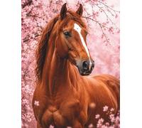 Beautiful Horse Journal with Sakura Cherry Blossoms for Horse Lovers, Positive Thinking, Personal Growth, Relaxation, Gratitude and Daily Notes