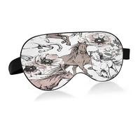 Beautiful Horses and Anemone Flowers Sleep Mask Lightweight Soft Breathable Eye Mask with Adjustable Strap Blackout Eye Mask for Women Men for Travel Night Sleeping