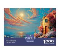 Beautiful House with A Terrace Overlooking 1000 Piezas Cartulina Premium Rompecabezas Premium Mediterranean Village Antiestrés Juguete De Cumpleaños Rompecabezas Regalos Para Familia Y Amigos 52x38cm/