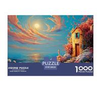 Beautiful House with A Terrace Overlooking 1000 Piezas Cartulina Premium Rompecabezas Premium Mediterranean Village Antiestrés Juguete De Cumpleaños Rompecabezas Para Decoración Del Hogar 38x26cm/1000