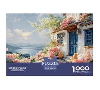 Beautiful House with White Walls 1000 Pcs Stabiler Karton Puzzle Sea View Balcony Stressabbau Familienspiel Puzzles Als Geburtstagsgeschenke 52x38cm/1000pcs