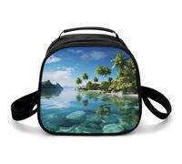 Beautiful Island in The Sea - Bolsa de almuerzo cruzada, pequeña bolsa de almuerzo aislada con correa de hombro ajustable, lonchera reutilizable para el trabajo, picnic, viajes