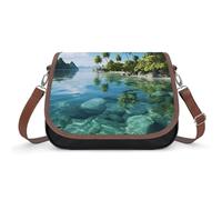 Beautiful Island in the Sea - Bolso bandolera de piel ajustable y extraíble, bolsas manos libres