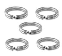 Beautiful Jewellery Company 5 anillos divididos de plata de ley 925 maciza, 6 mm, biselados