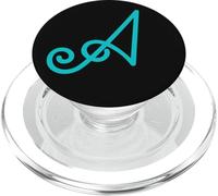 Beautiful Letter A in Classic/Retro Font Turquoise/Charcoal PopSockets PopGrip para MagSafe