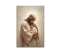 Beautiful Life - Lienzo decorativo para pared, diseño de Jesús y los niños, para sala de estar, dormitorio, baño, oficina, decoración del hogar, 30 x 45 cm