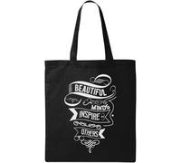 Beautiful Minds Inspire Others - Bolsa de algodón ecológico natural, color negro, Black, Talla única