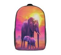 Beautiful Mother Elefante And A Baby Elefante Niña,Chicos Brilliant Solset on The Savannah Mochila Escolar Para Viaje Bolsa De Escuela 17inch