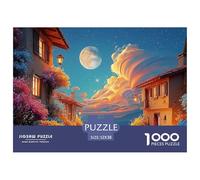 Beautiful Night View of The City with Flowers 1000 Pieza Cartulina Premium Rompecabezas Premium Historic Townhouses Extremadamente Difícil Desafío Único Rompecabezas Para Adultos Y Niños 52x38cm/1000p