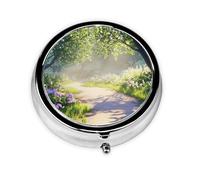 Beautiful Paths in The Forest - Organizador de pastillas personalizado único - Pastillero de viaje para 7 días AM PM con diseño de impresión completa - Mini organizador de medicamentos chapado en