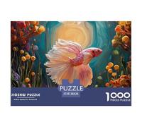 Beautiful Pink and White Betta Fish 1000 Piezas Cartón Fuerte Rompecabezas Siamese Fighting Fish Imágenes Vibrantes Juego Familiar Puzzle Juego De Desafío Difícil 38x26cm/1000pcs