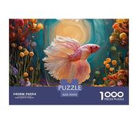 Beautiful Pink and White Betta Fish 1000 Piezas Papel Ecológico Rompecabezas Siamese Fighting Fish Liberador De Estrés Juego Creativo Puzzle para Adultos Y Niños 70x50cm/1000pcs