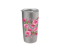 Beautiful Pink Roses Bouquet Graphic Tees & Cool Designs Vaso térmico de acero inoxidable de doble pared
