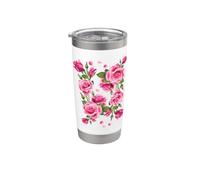 Beautiful Pink Roses Bouquet Graphic Tees & Cool Designs Vaso térmico de acero inoxidable de doble pared