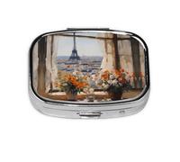 Beautiful Pylons in The Distance - Organizador de pastillas de viaje con 2 compartimentos, mini pastillero portátil, caja de almacenamiento de medicamentos y vitaminas