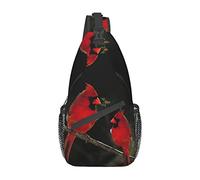 Beautiful Red Birds Beautiful Vintage Pink Flower Crossbody Bag, Sling Chest Cross Body Bag para Hombres y Mujeres, Utilizado para el Ocio y los Viajes