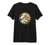 Beautiful Round Stained Glass Art Russian Wolfhound Lover Camiseta Premium