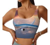 Beautiful Sky Airplane Print - Chaleco deportivo para mujer, ligero y transpirable, para entrenamiento, fitness, moda, Negro, S Corto