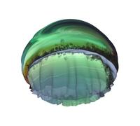 Beautiful Sky - Gorro de ducha con doble banda elástica impermeable con orejas con volantes, para cocina, a prueba de aceite, se puede reutilizar
