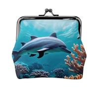 Beautiful Underwater World Dolphins Coral - Bolsa de maquillaje pequeña para bolso, mini bolsas de cosméticos portátiles, para gimnasio y uso diario, Black, Talla única, Bolsa para monedas