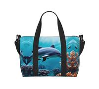 Beautiful Underwater World Dolphins Coral Print - Bolsa de transporte versátil para viajes, gimnasio, negocios, deportes, estancias de fin de semana, color negro, talla única, Black, Talla única