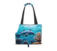 Beautiful Underwater World Dolphins Coral Print Pets Dogs Carrier Bags Puppy Carrier Dog Walking Bags for Small Dogs and Cat and Rabbit