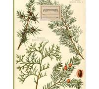 Beautiful Vintage composition notebook: Thuja twigs. College Ruled 110 Pages - 7.5" x 9.25": Perfect gift for adults and childrens. For nature and plant lovers. (Flowers series blue cliff)