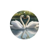 Beautiful White Swans On The Lake - Juego de tarjetas de ambientador de coche redondas, aroma a lavanda, 10/24 piezas