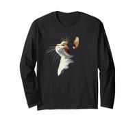 Beautiful Womens Girls Illustration Art Calico Cat Lover Manga Larga