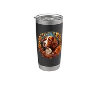 Beautiful Womens Illustration Brittany Spaniel Dog Lover Vaso térmico de acero inoxidable de doble pared