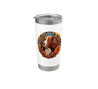 Beautiful Womens Illustration Brittany Spaniel Dog Lover Vaso térmico de acero inoxidable de doble pared