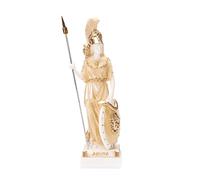 BeautifulGreekStatues Atenea con búho Medusa sosteniendo escudo diosa griega alabastro estatua dorada 7 pulgadas